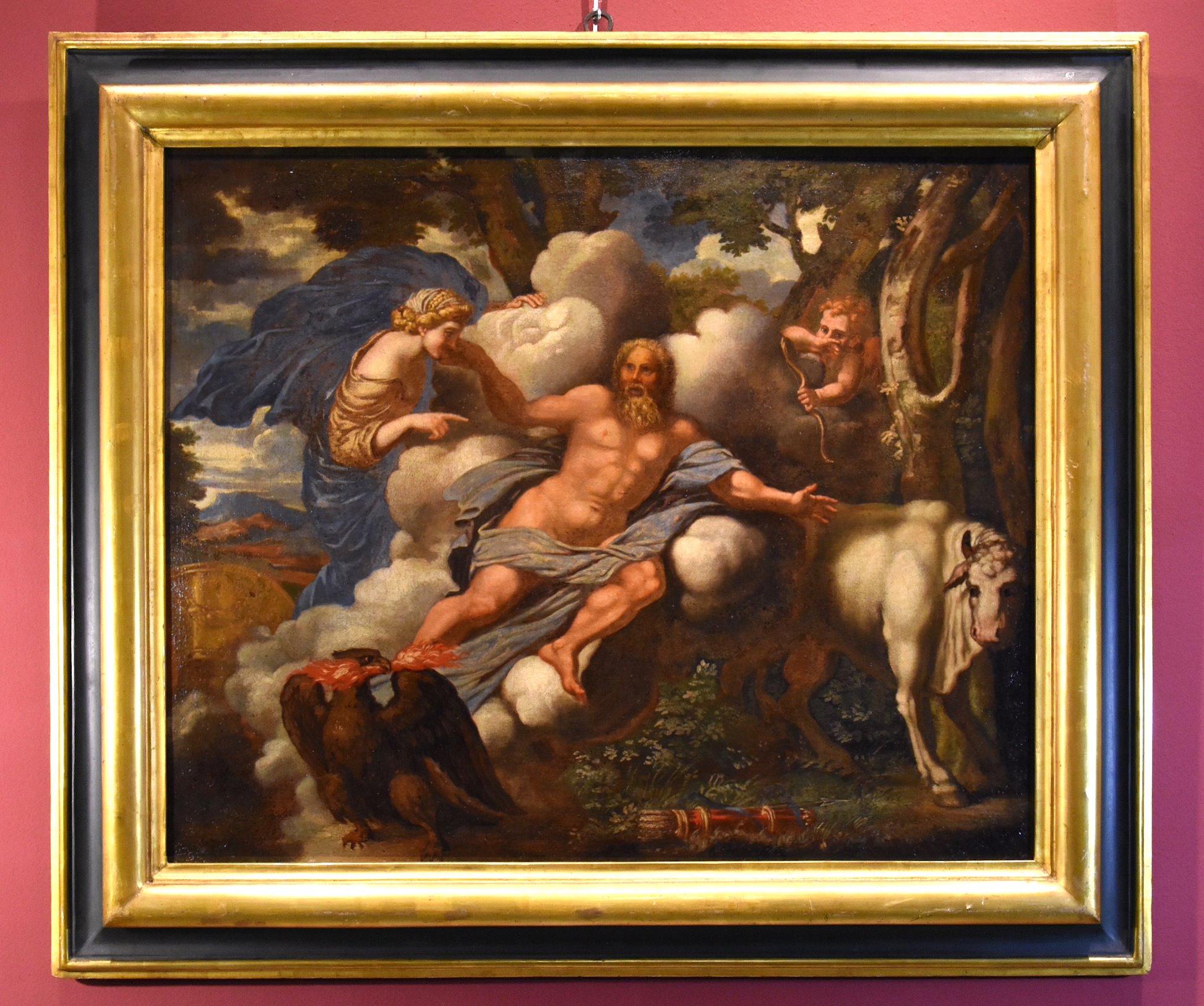 Landscape Painting Unknown - Mythologique Jupiter Canini Peinture Huile sur toile Ancien maître 17ème siècle Italie