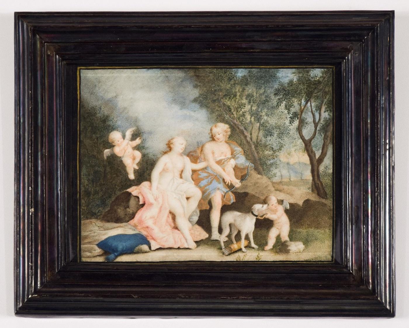 Mythological Scene - Oil on Board - 18th Century - Painting by Unknown