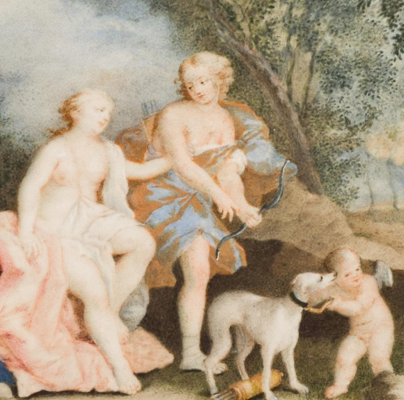 Scène mythologique - Huile sur panneau - XVIIIe siècle - Marron Figurative Painting par Unknown
