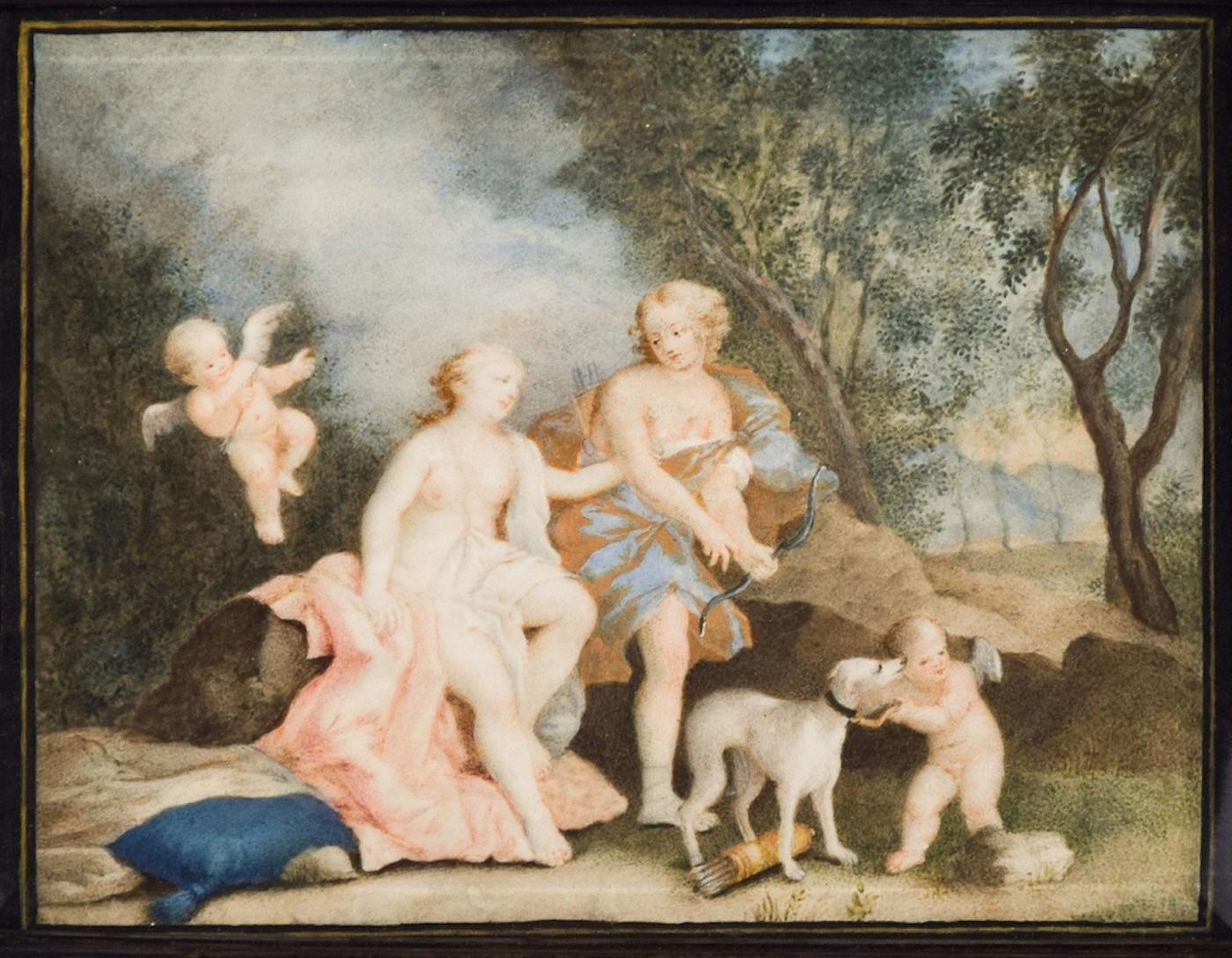 Figurative Painting de Unknown - Escena Mitológica - Óleo sobre tabla - Siglo XVIII