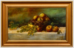 Antique N. Firth - Framed c.1900 Oil, Fruit in a Wicker Basket