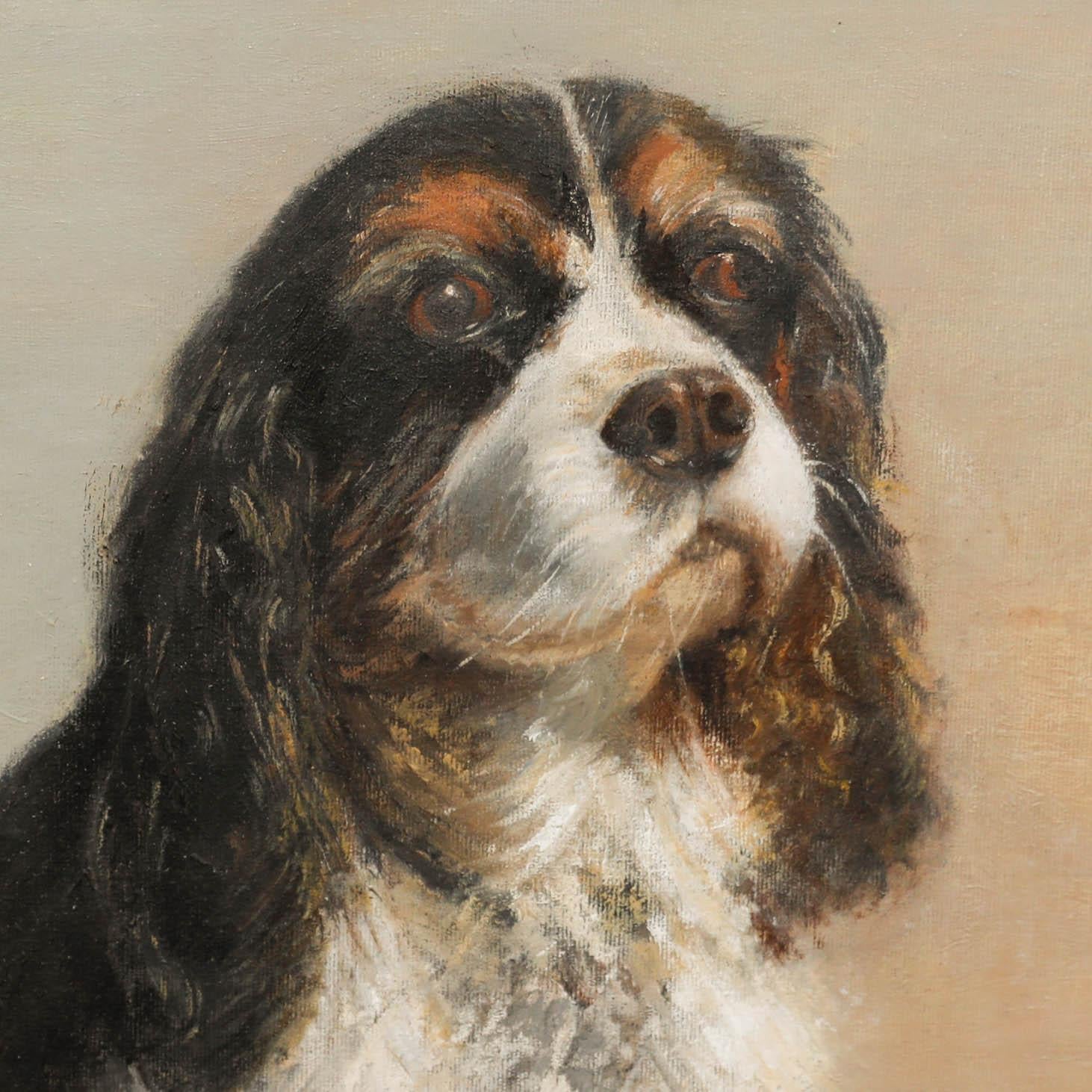 Un encantador retrato de un Cavalier Rey Carlos. Inscripción en el reverso: 