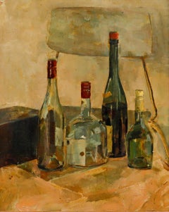 N. Hale - Framed 20th Century Oil, Still Life of Wine Bottles