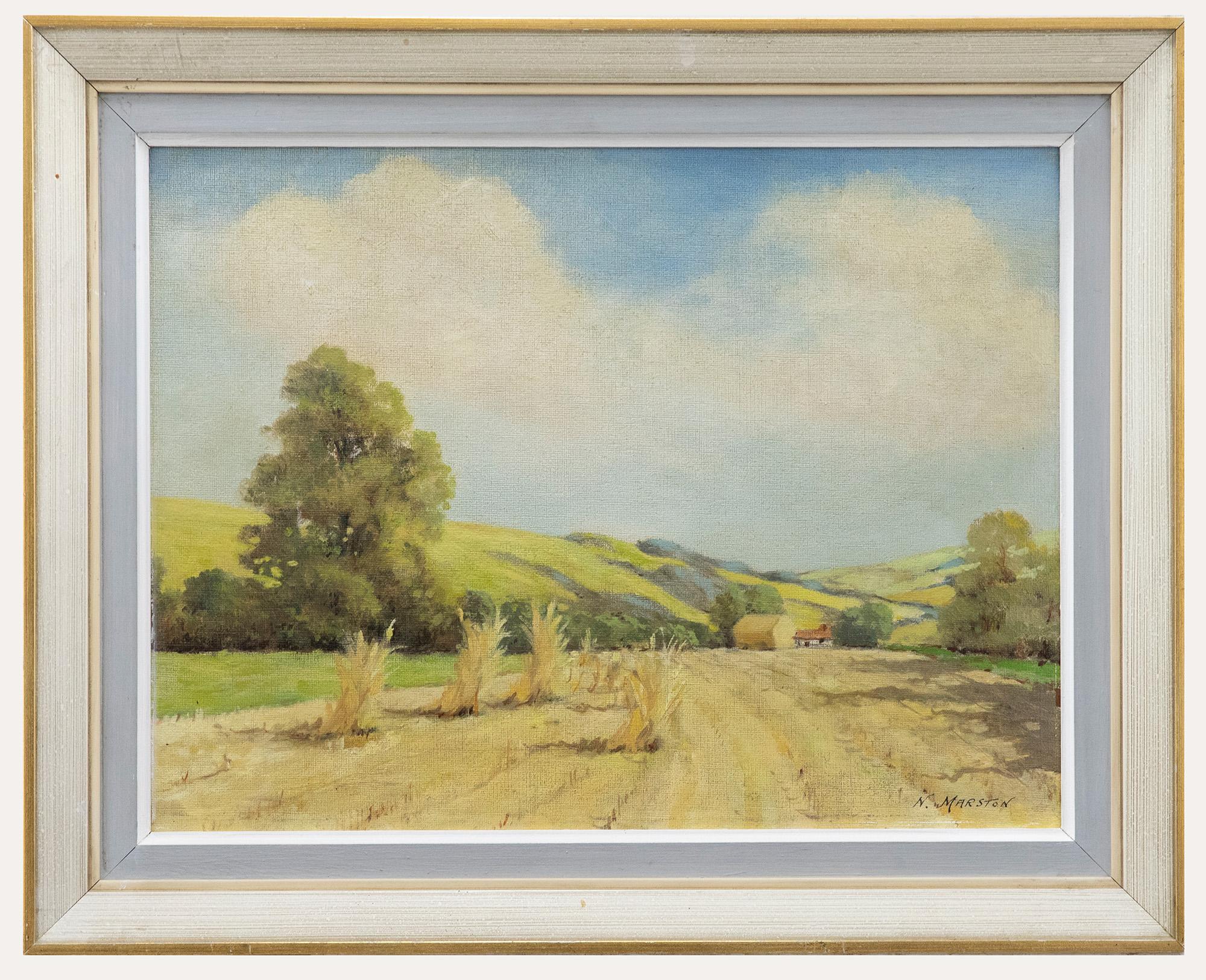 Unknown Landscape Painting - N. Marston - Framed 20th Century Oil, Last of the Wheat