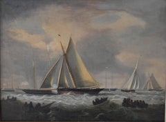 Naive 19th century marine oil on canvas