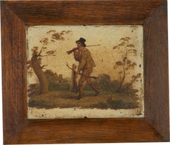 Antique Naive English School 19th Century Oil - After the Shoot