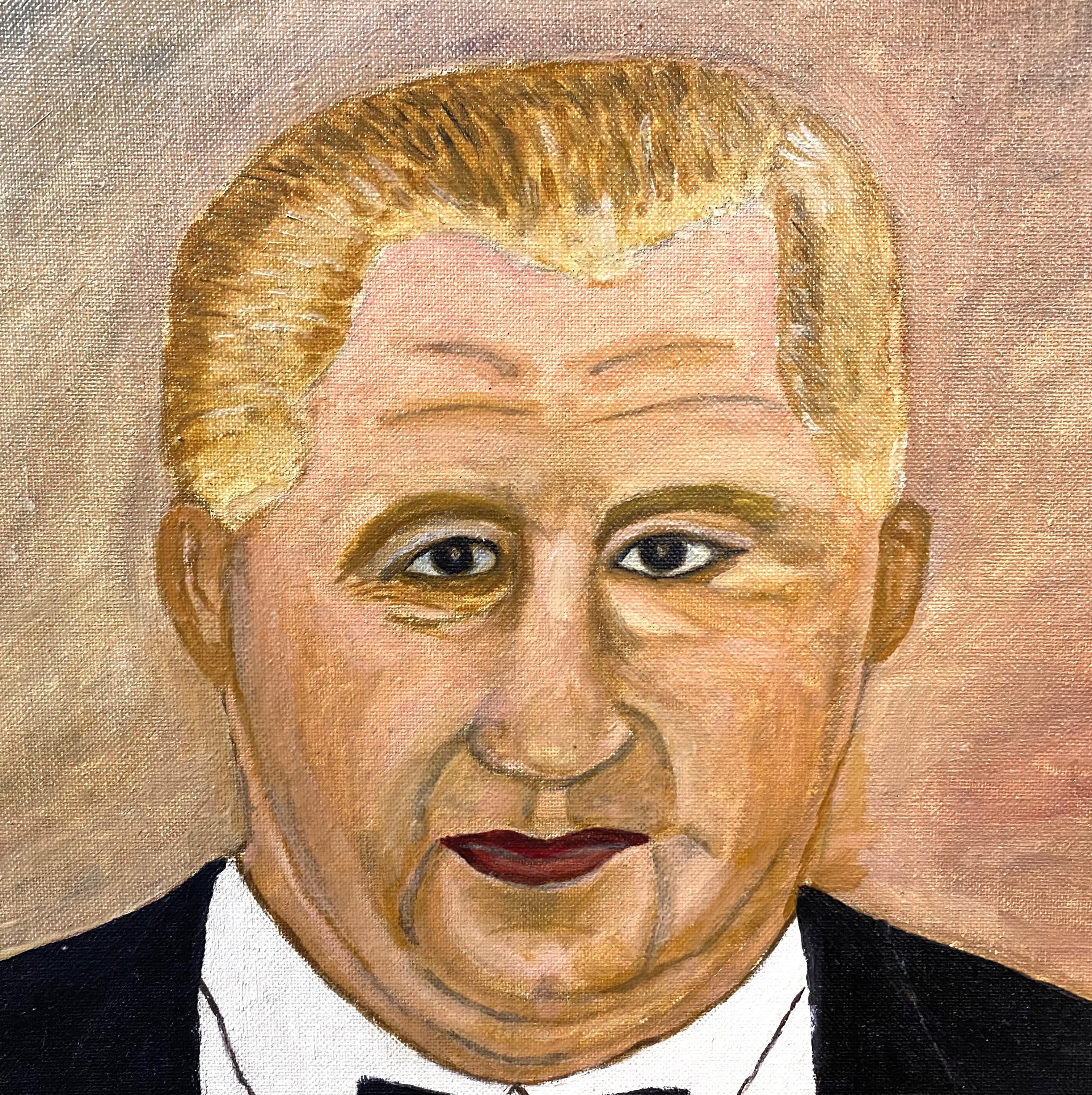Retrato Folclórico Ingenuo de un Hombre con Esmoquin en venta 1