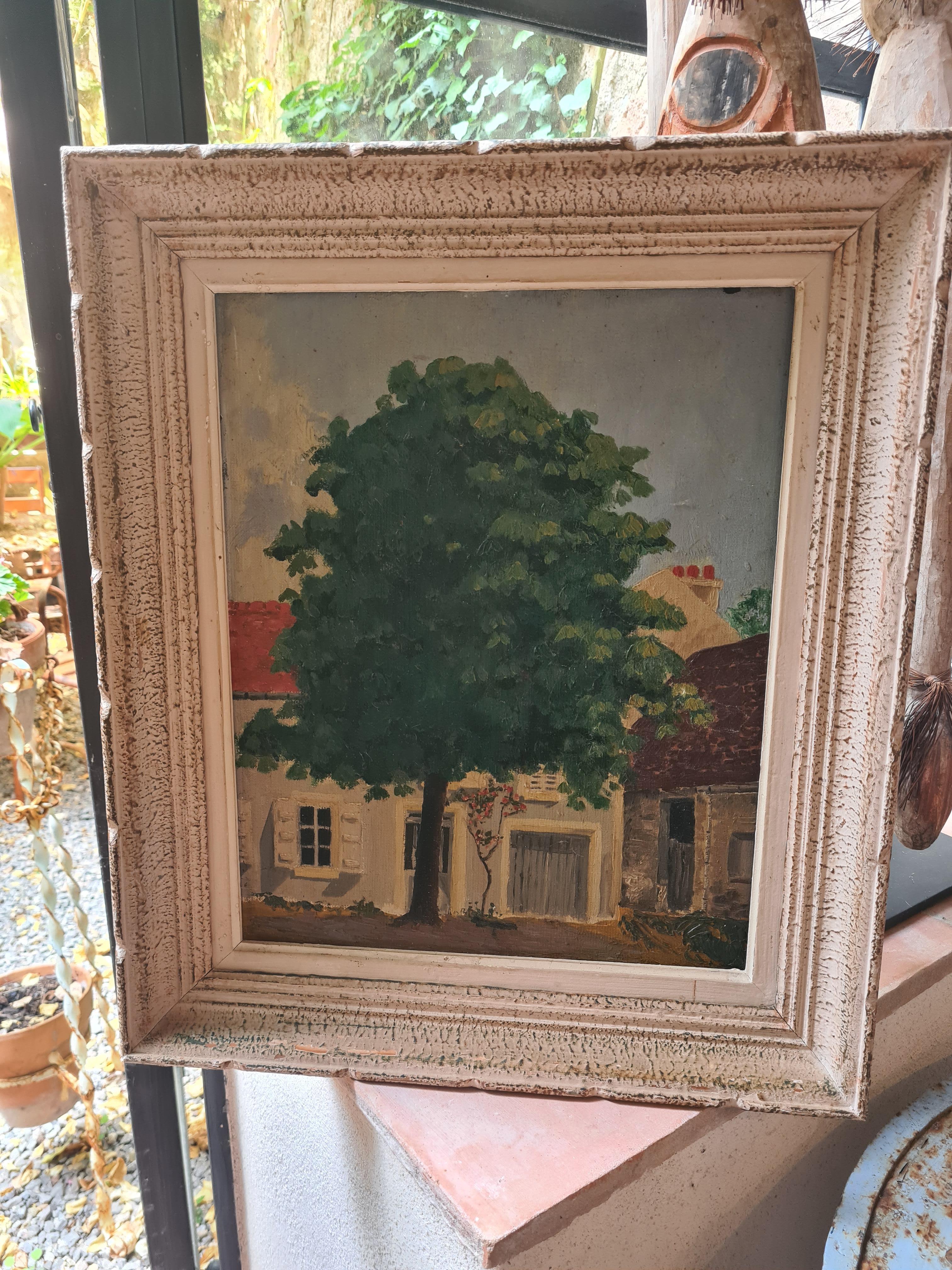 Arte popular ingenuo Escena callejera de pueblo en venta 7