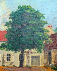 Naive Folk Art Village Street Scene