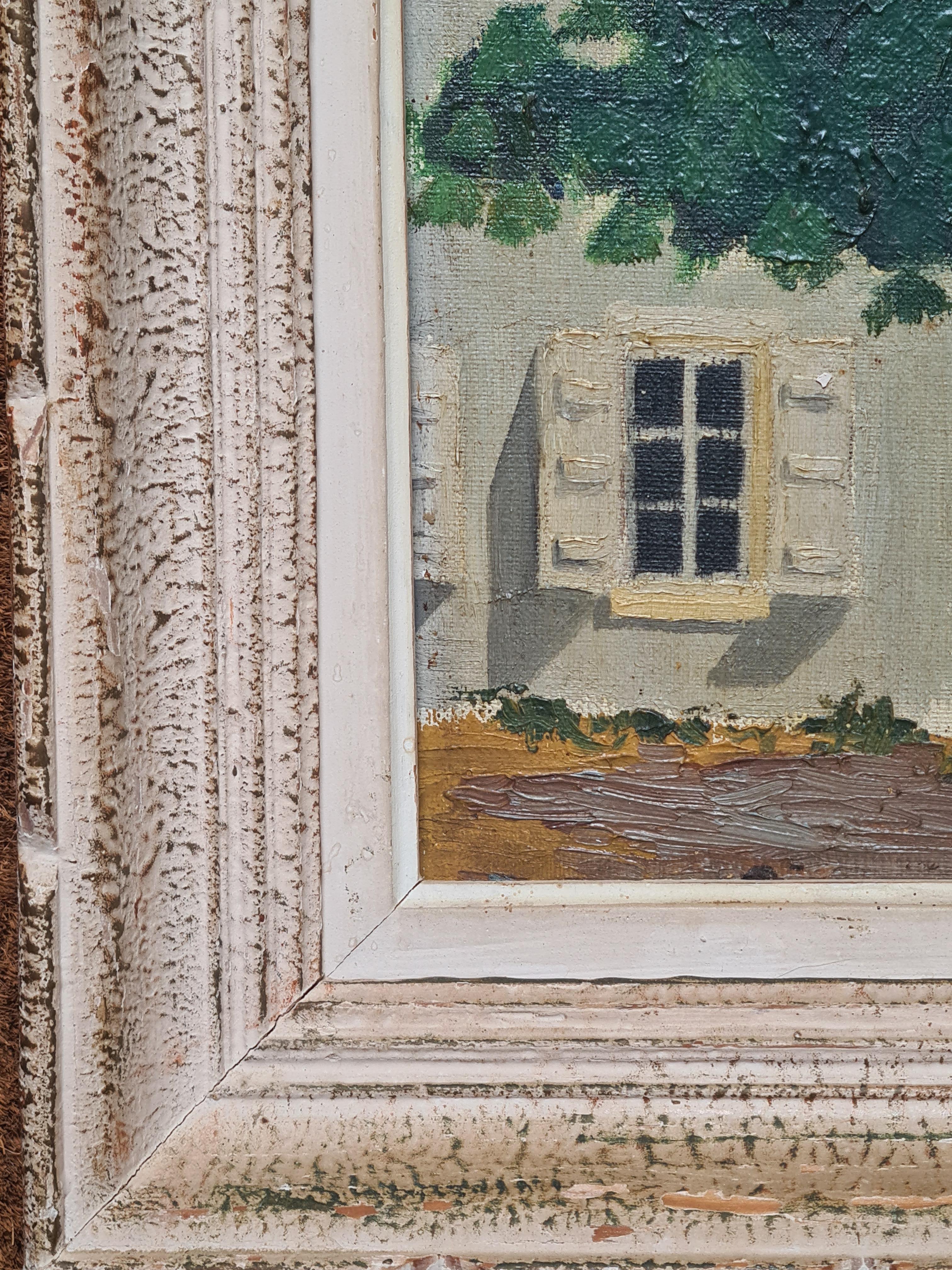 Arte popular ingenuo Escena callejera de pueblo en venta 3
