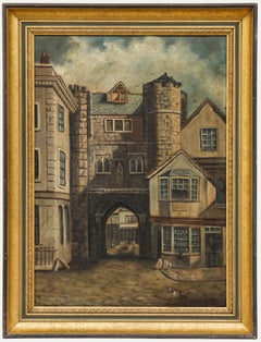 Naiv  Ölgemälde des späten 19. Jahrhunderts – Broadgate, Exeter