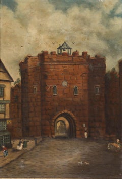 Óleo ingenuo de finales del siglo XIX - La portería