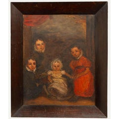 Naive Schule 19. Jahrhundert Öl - Geschwister