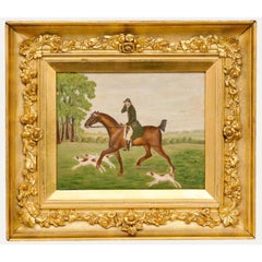 Naive School 19th Century Oil - The Hunt