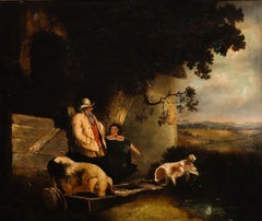 Naive School Early 19th Century Oil - The Farmstead