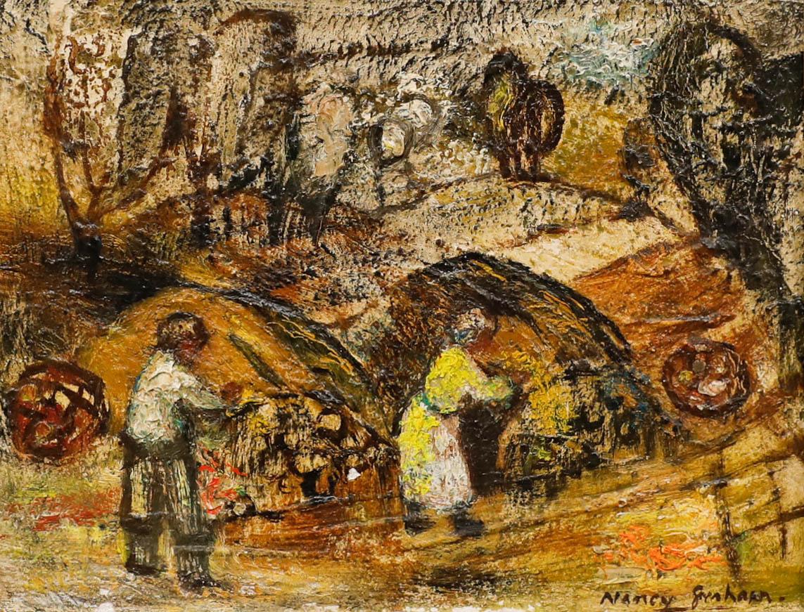 Nancy Graham - Gerahmte Tattie-Lampe, Öl, Cuptree, Tattie, Mitte des 20. Jahrhunderts – Painting von Unknown