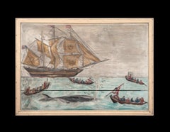 Nantucket Whaling Scene, 19th Century American School - Oil On Panel
