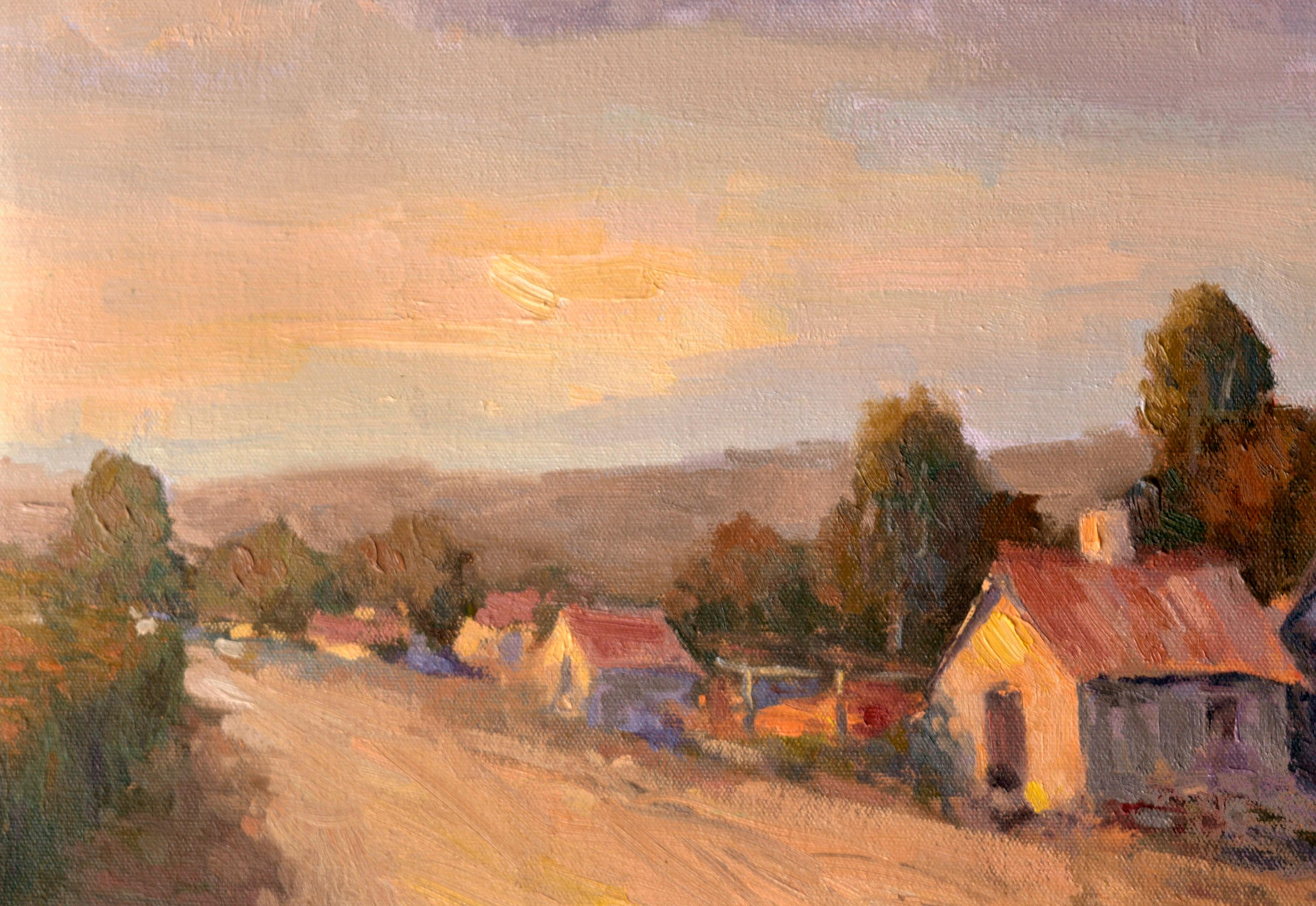 Paesaggio al tramonto della contea di Napa - Painting Impressionismo americano di Unknown