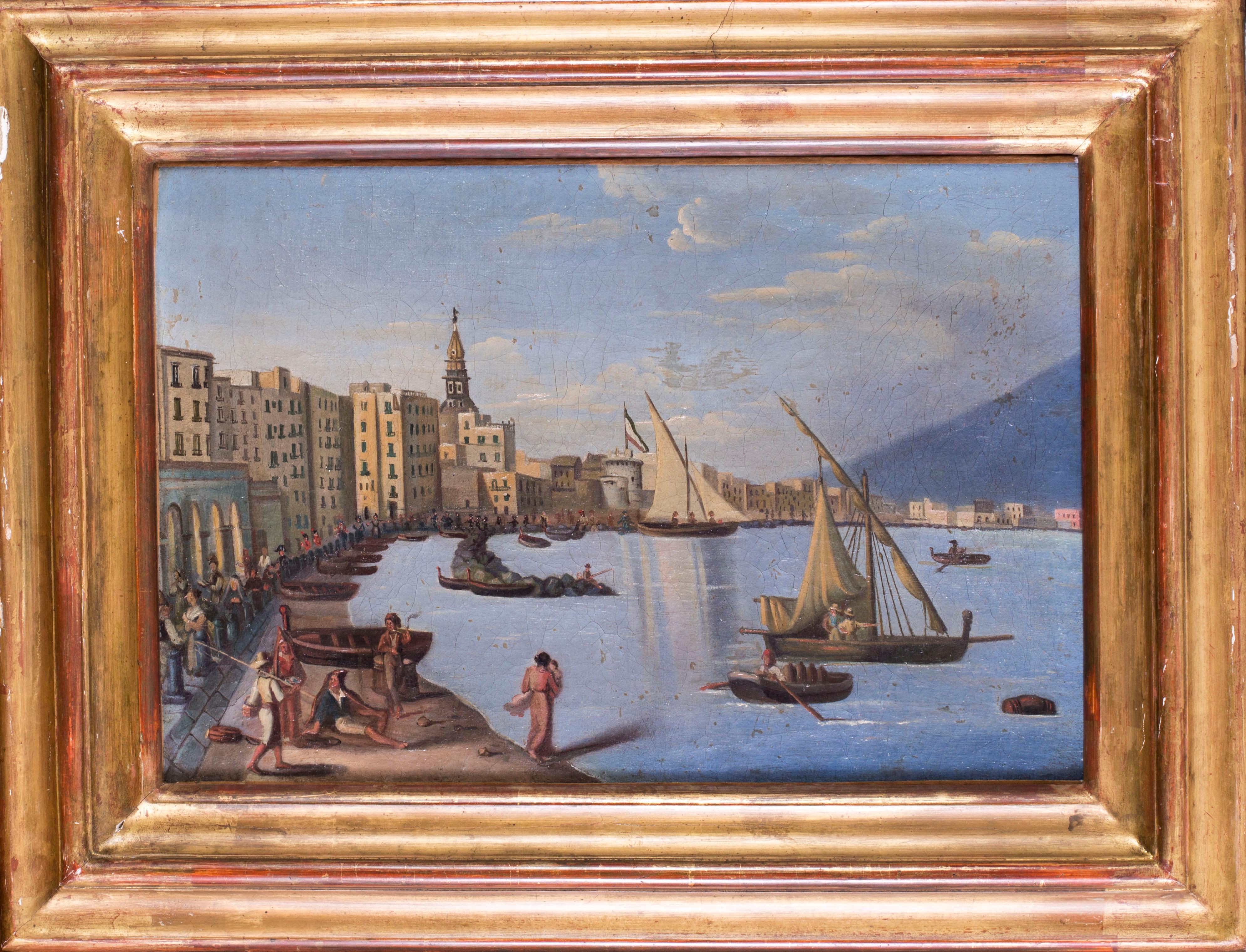 Naples during the Napoleonic occupation, oil on canvas painting, circa 1810 - Painting by Unknown