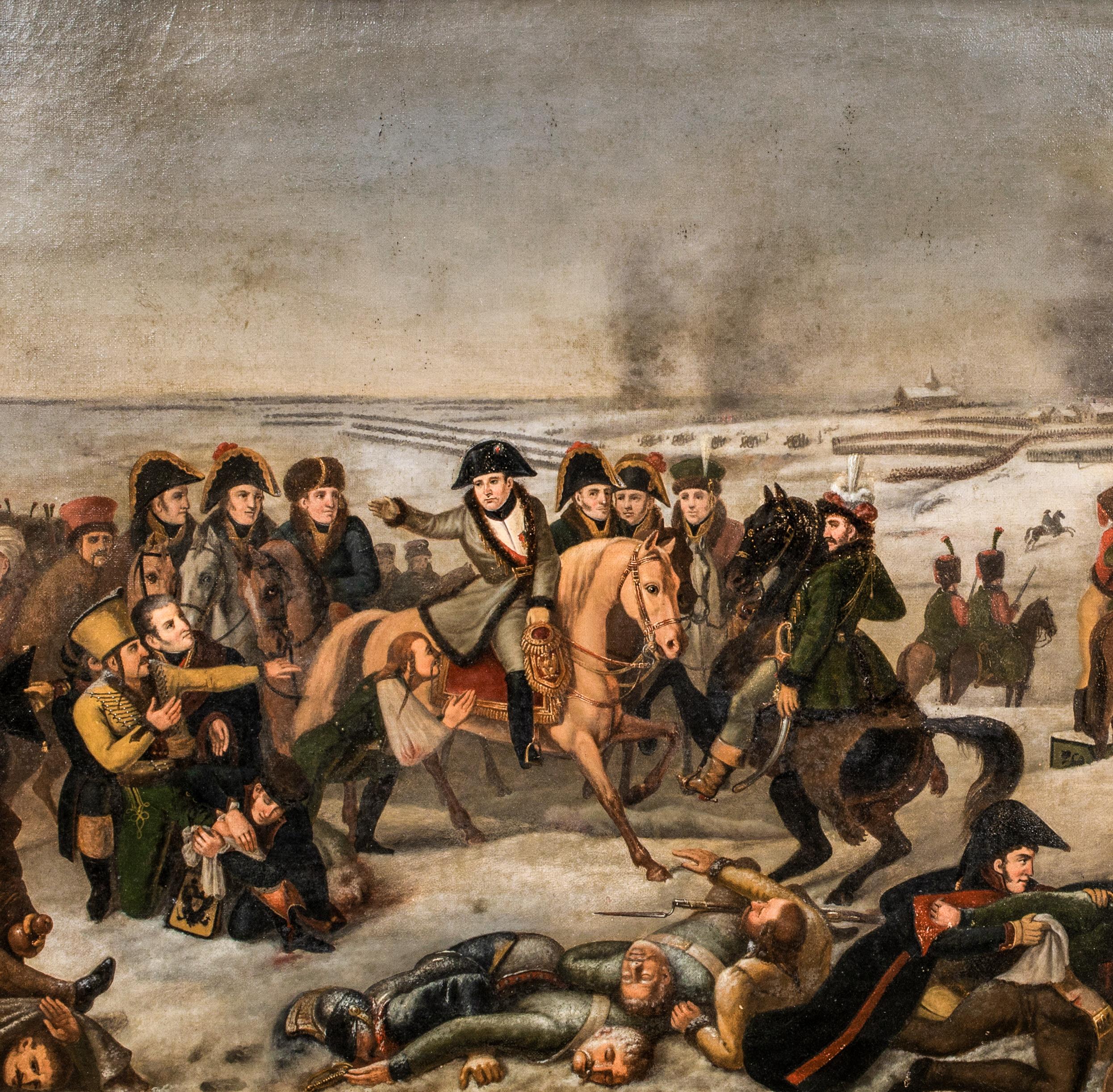Retraite de Napoléon de Russie, 19e siècle  Grandes guerres napoléoniennes - Marron Portrait Painting par Unknown