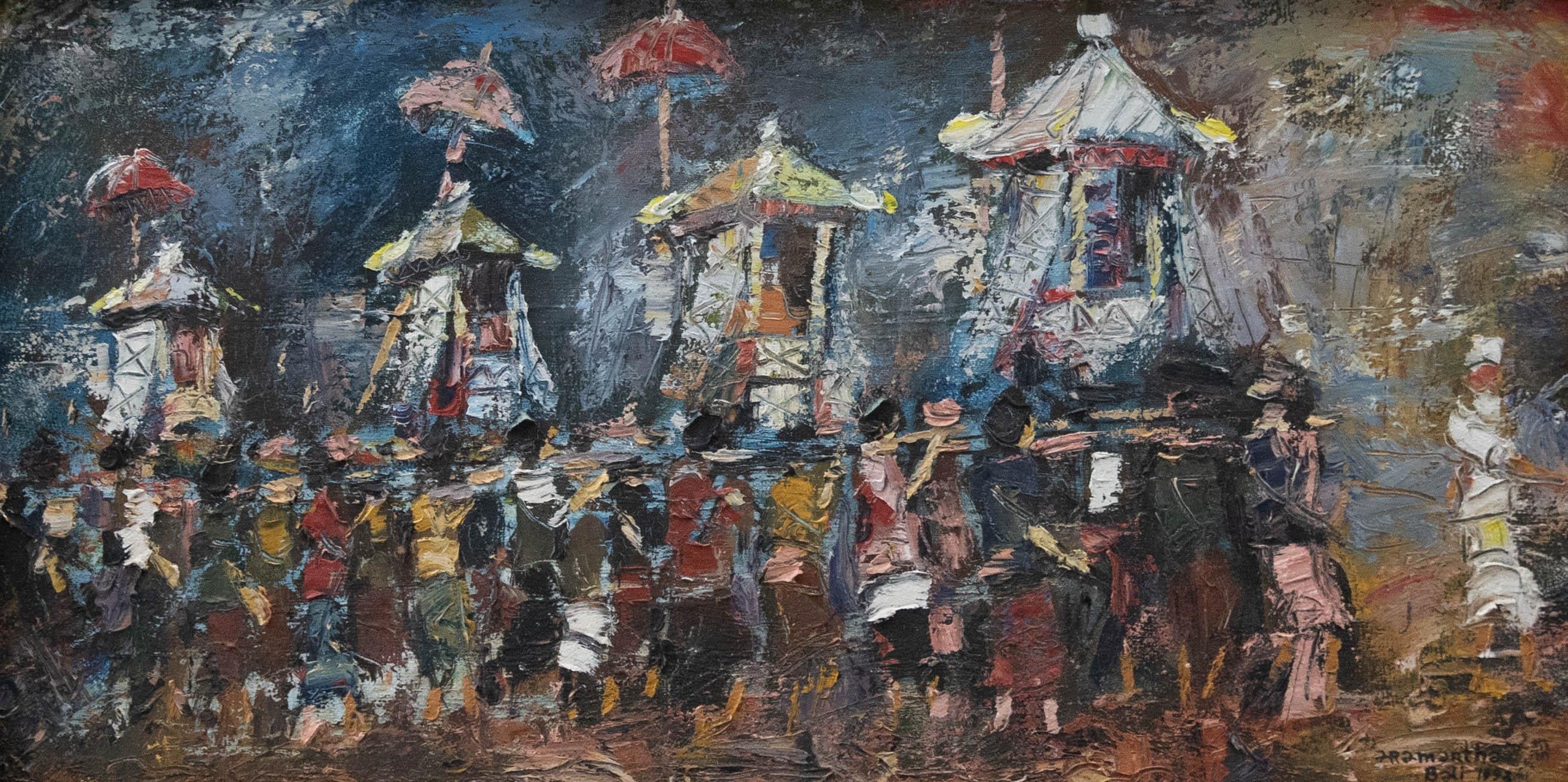 Nathan Paramanathan (b.1929) - Framed 20th Century Oil, Bali - Painting by Unknown