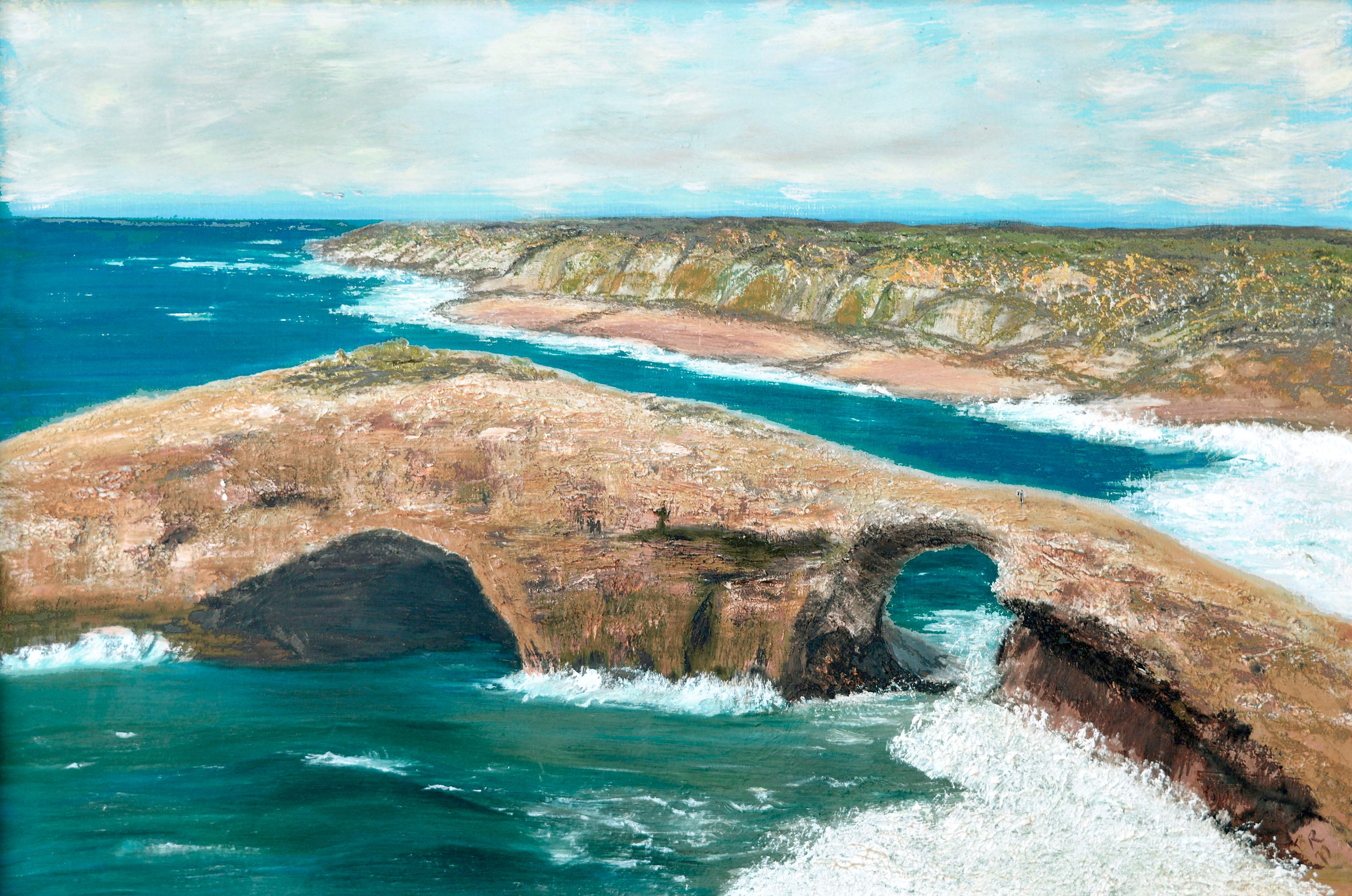Natürliche Brücken, Santa Cruz - Küstenlandschaft – Painting von Unknown