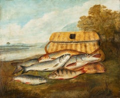Antique Naturalist painter (Dutch school) - 19th century Still life painting - Fish