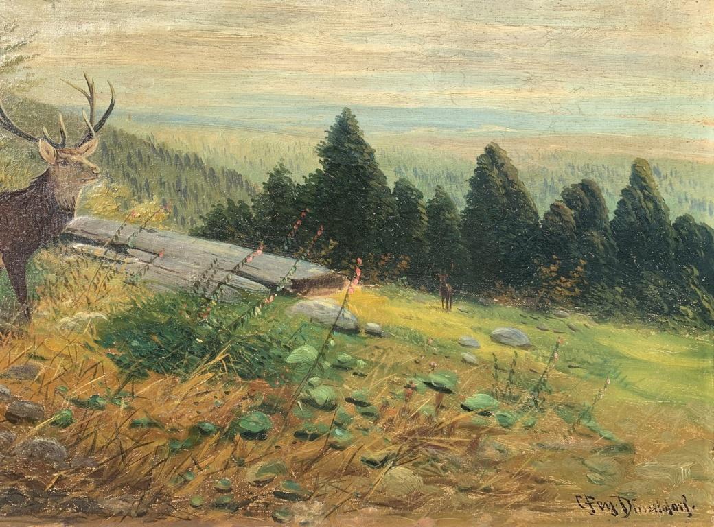 deer landscape painting