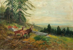 Naturalist painter - Late 19th century landscape painting - Deers Mountain 
