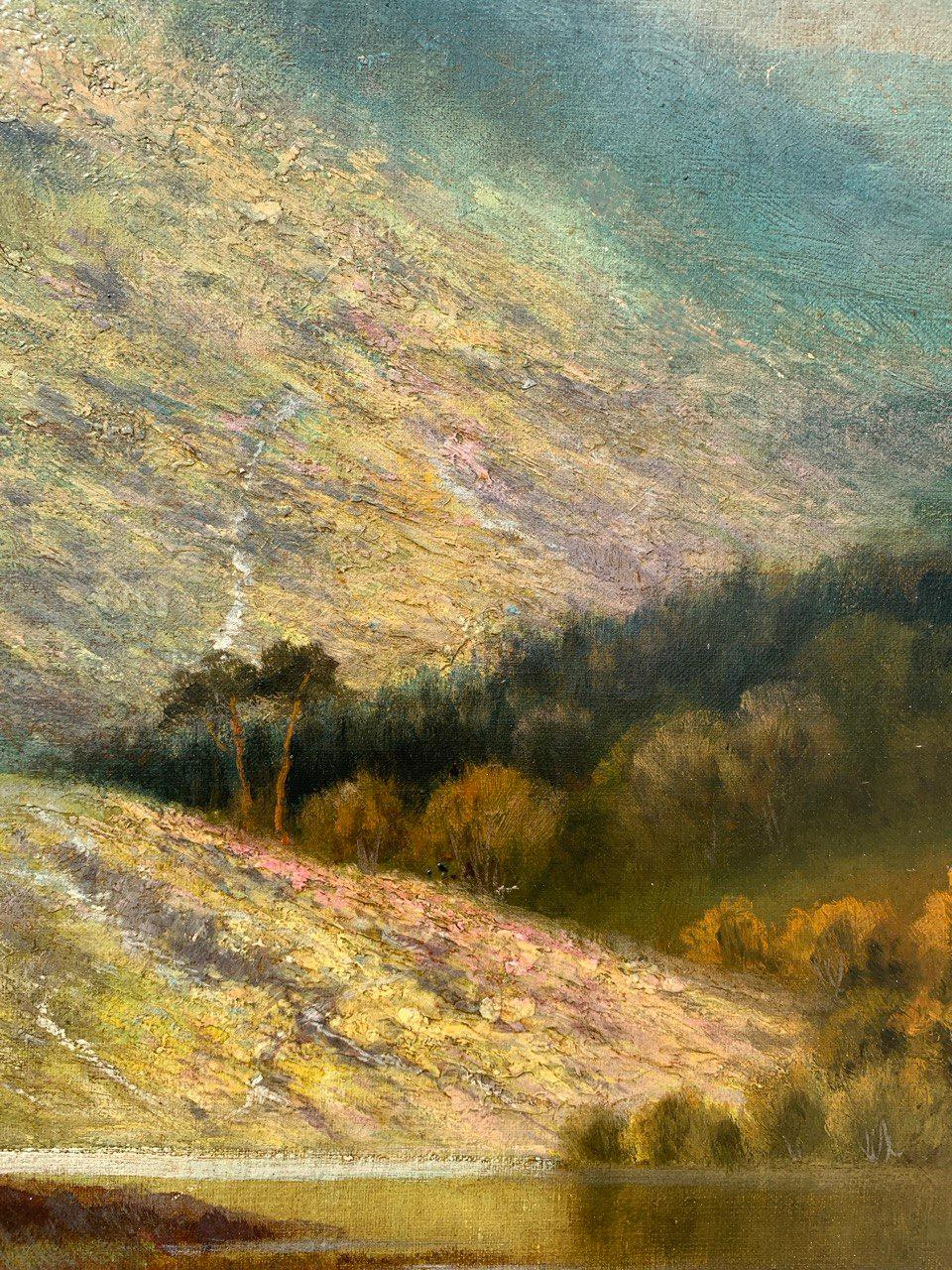 Naturalistic British painter - 19th century landscape painting - Highland cattle For Sale 7