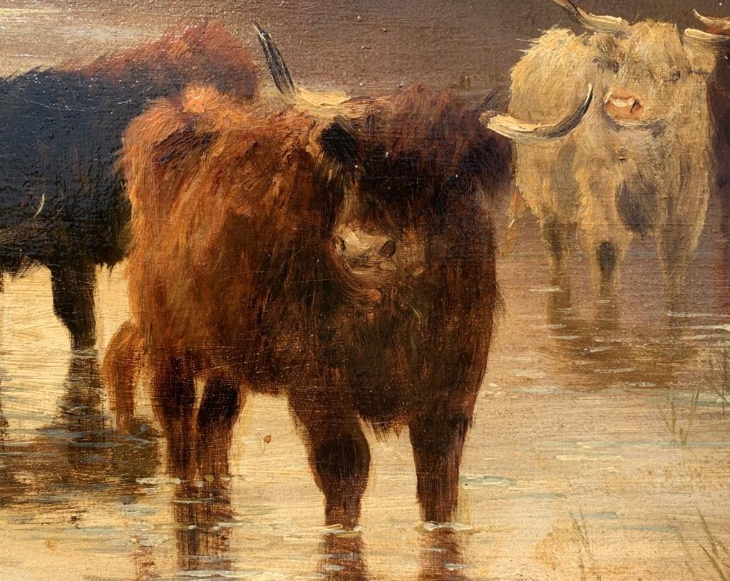 Pittore naturalista britannico - Pittura paesaggistica del XIX secolo - Bovini delle Highlands 2