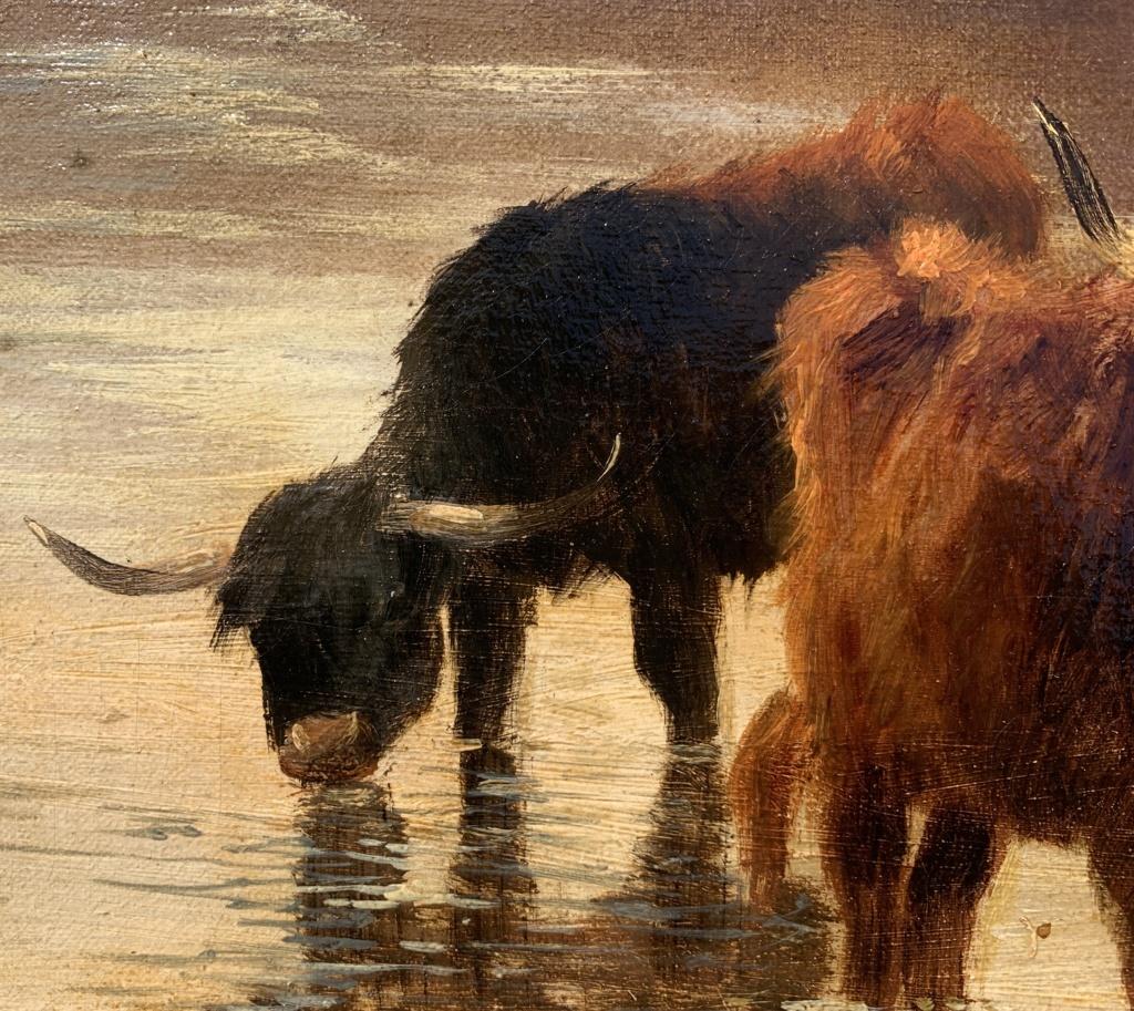 Pittore naturalista britannico - Pittura paesaggistica del XIX secolo - Bovini delle Highlands 3