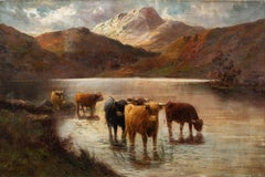 Pittore naturalista britannico - Pittura paesaggistica del XIX secolo - Bovini delle Highlands