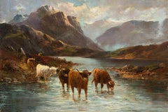 Pintor naturalista británico - Pintura paisajista del siglo XIX - Ganado de las Highlands