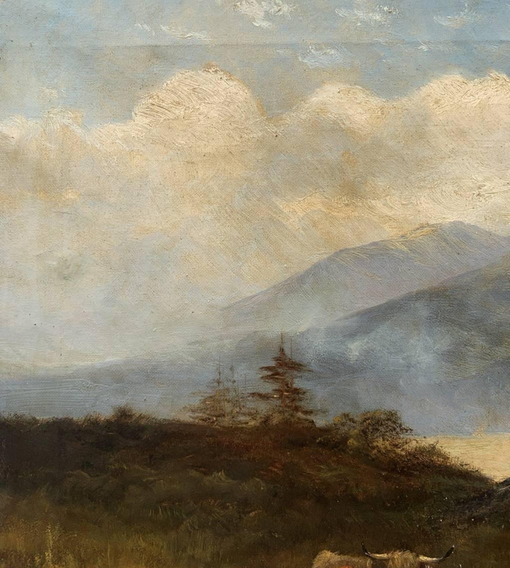 Peintre naturaliste britannique - peinture de paysage du 19e siècle - Highlanders en vente 2