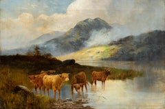 Peintre naturaliste britannique - peinture de paysage du 19e siècle - Highlanders