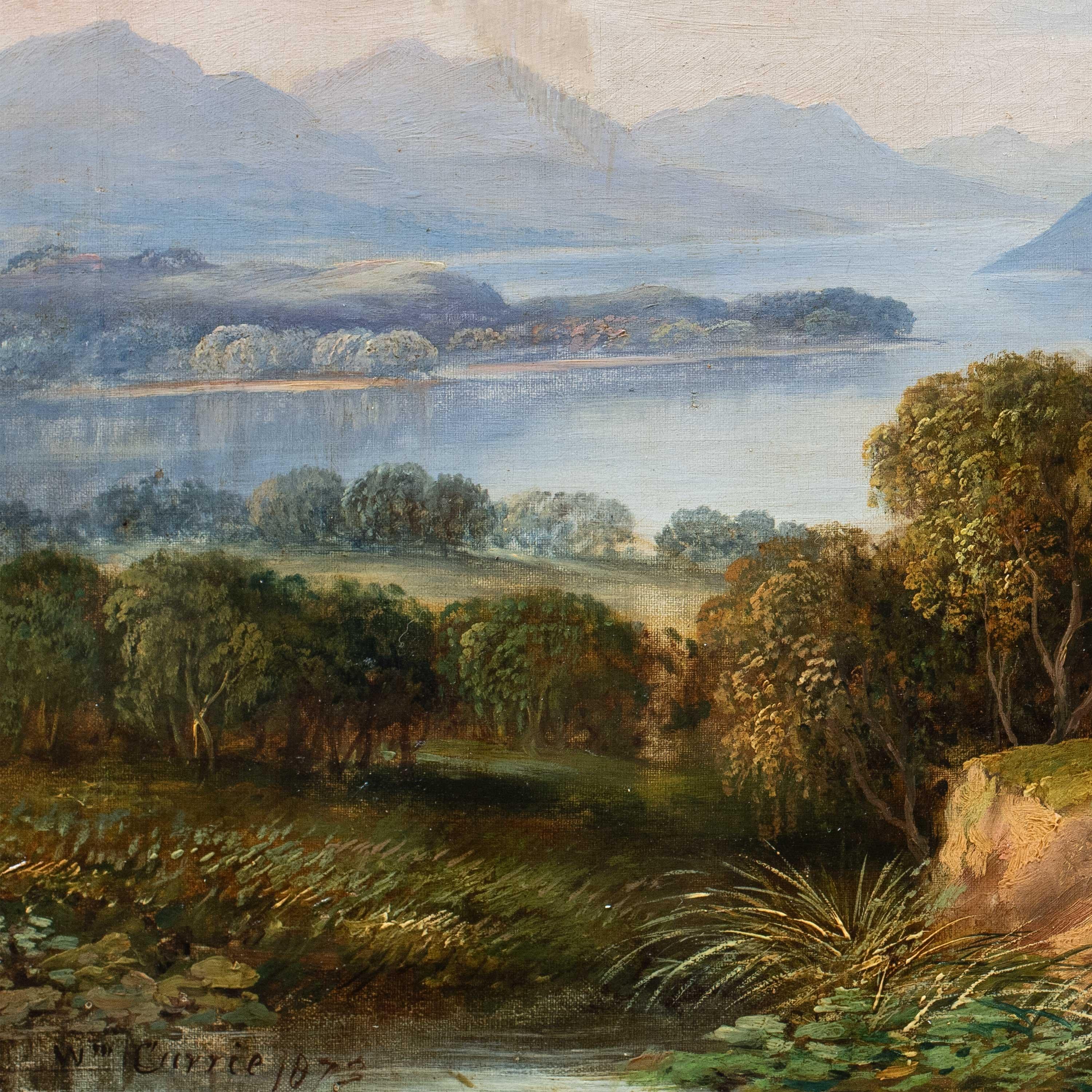 Pittore naturalista britannico - Paesaggio del XIX secolo - Vista sul lago - Painting di Unknown