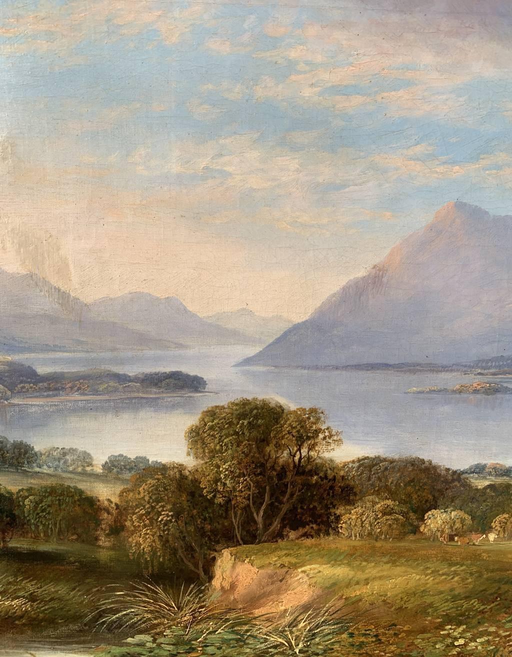 Pittore naturalista britannico - Paesaggio del XIX secolo - Vista sul lago in vendita 2