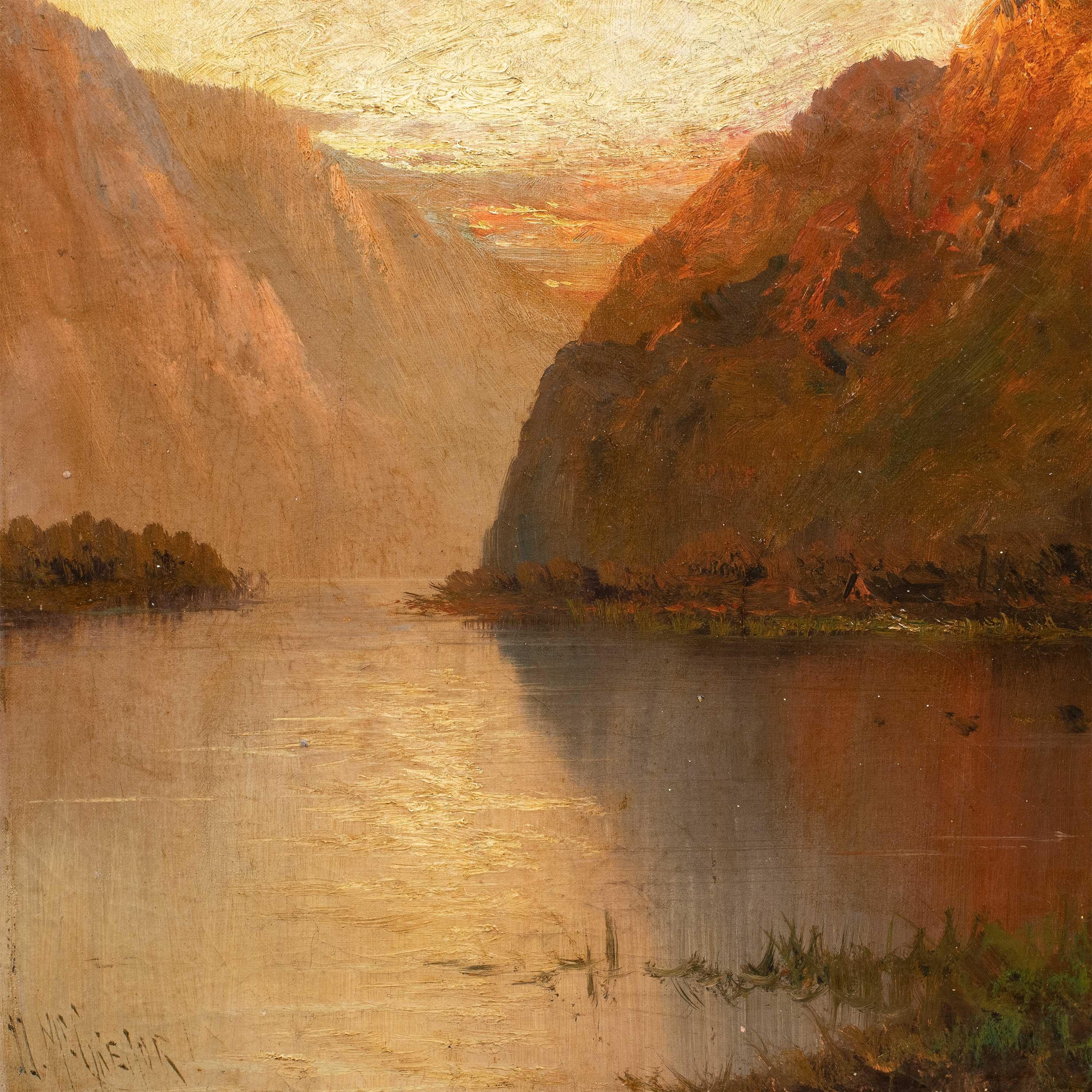 Naturalistic British painter - 19th century landscape painting - Loch Lomond - Painting by Unknown