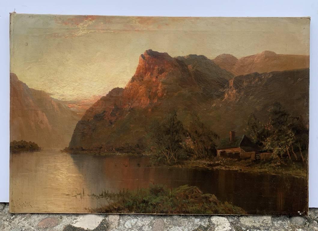 Naturalistic British painter - 19th century landscape painting - Loch Lomond - Brown Landscape Painting by Unknown