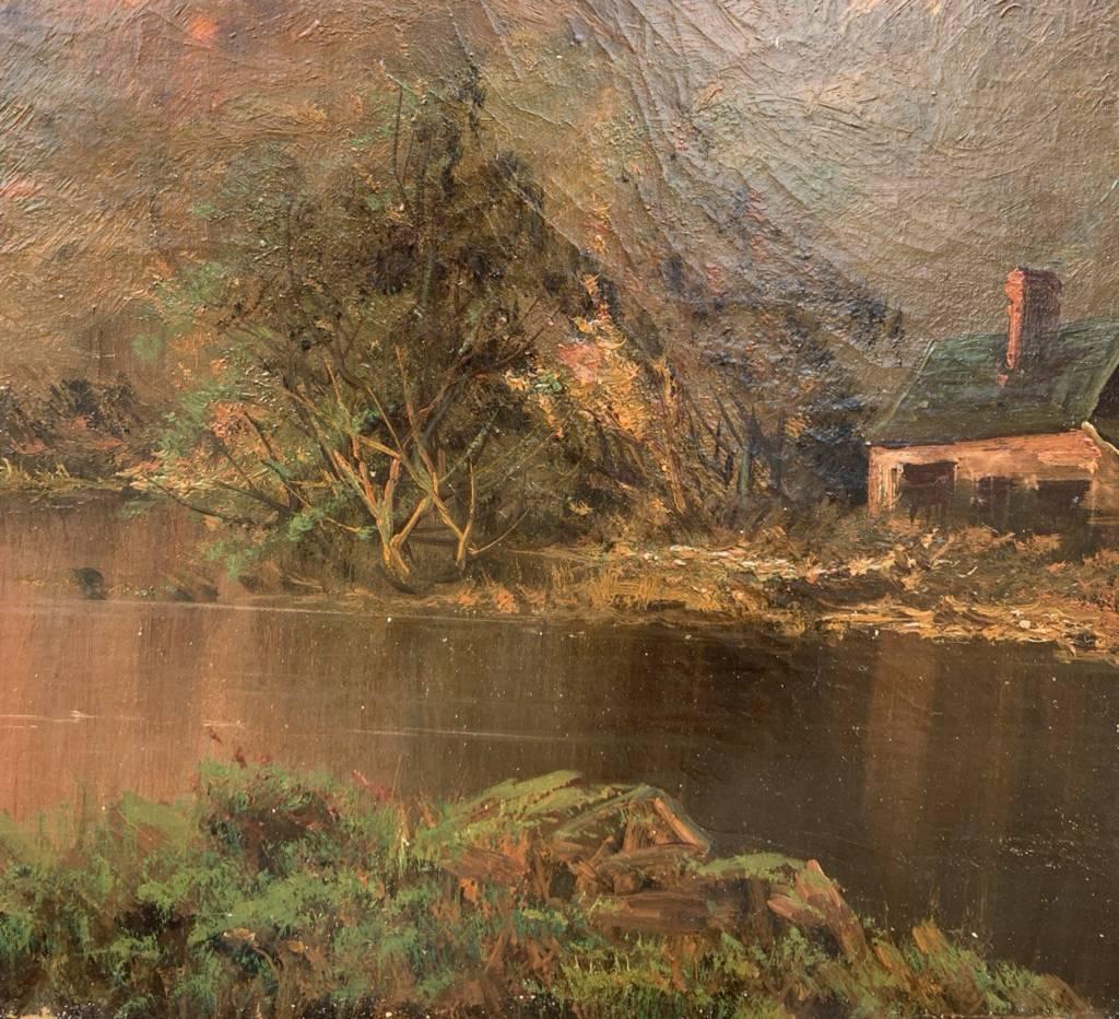 Naturalistic British painter - 19th century landscape painting - Loch Lomond For Sale 1