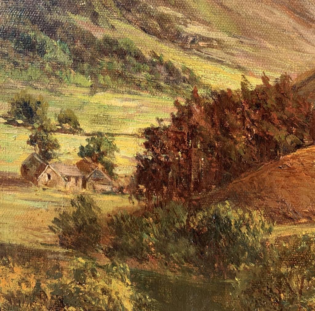 Pintor naturalista británico - Pintura paisajista del siglo XIX - Vista de las montañas en venta 1