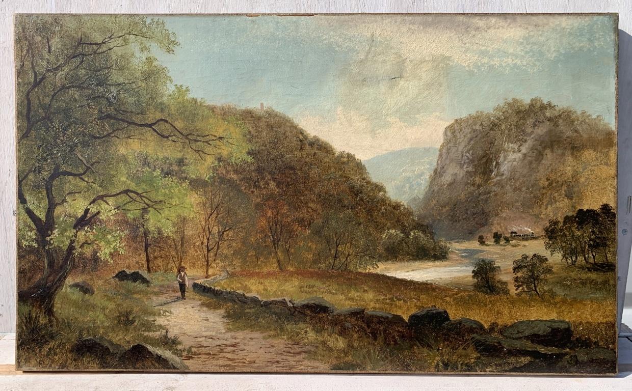 Naturalistic British painter - 19th century landscape painting - View River - Brown Landscape Painting by Unknown