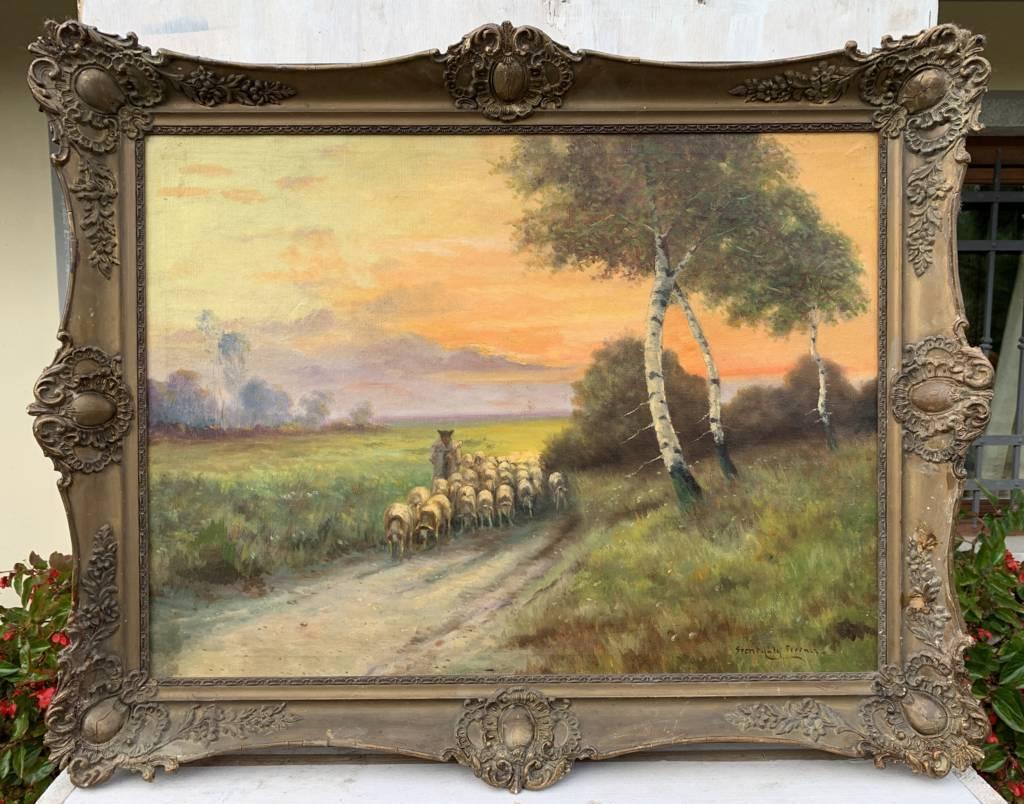 Pintor naturalista continental - Paisajismo del siglo XIX - Campo - Figurative Painting Marrón de Unknown