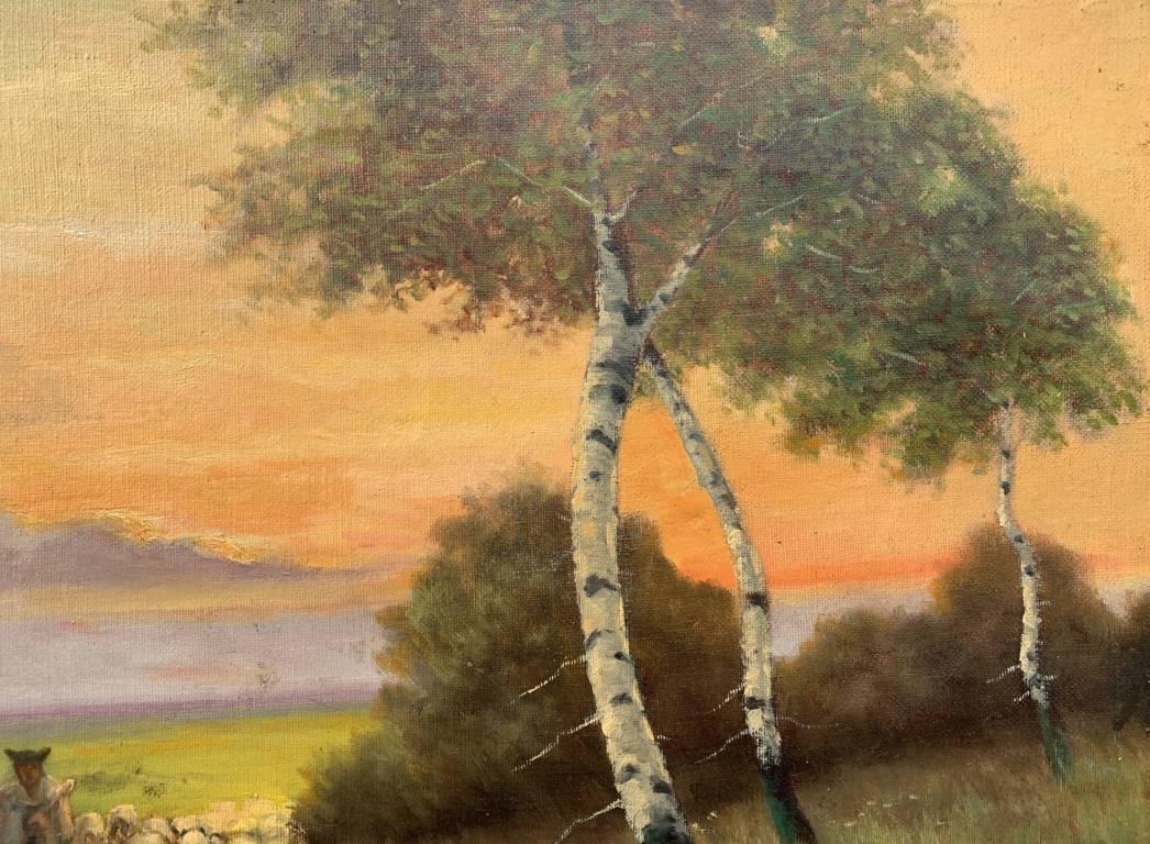 Peintre continental naturaliste - Peinture de paysage du 19e siècle - Campagne en vente 2