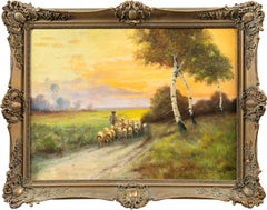 Antique Naturalistic Continental painter - 19th century landscape painting - Countryside