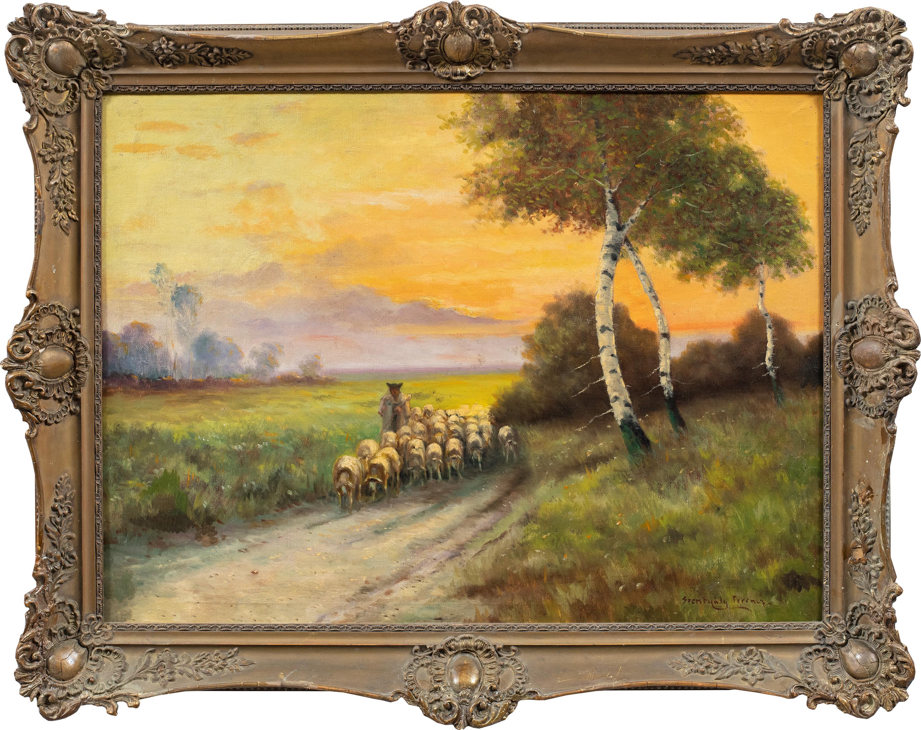 Naturalistischer kontinentaler Maler des 19. Jahrhunderts – Landschaftsmalerei – Landschaft