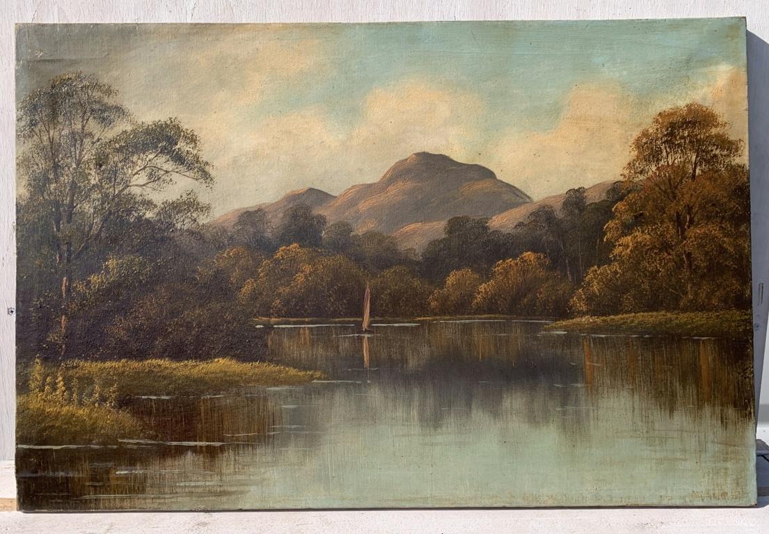 Peintre continental naturaliste - Peinture de paysage du 19e siècle - Vue sur la rivière  - Painting de Unknown