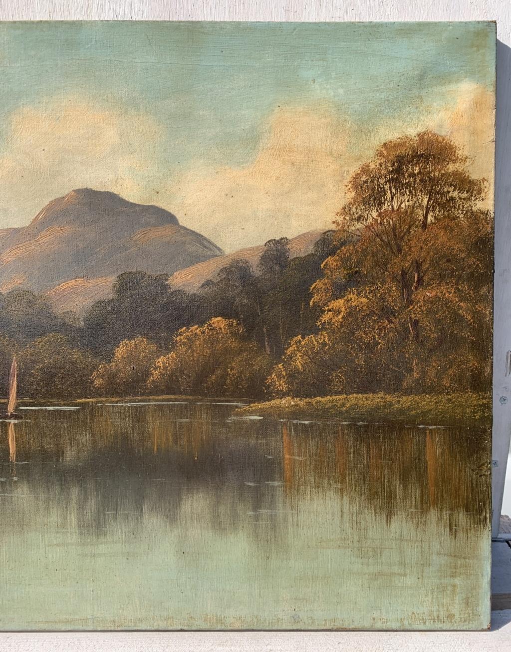 Peintre continental naturaliste - Peinture de paysage du 19e siècle - Vue sur la rivière  - Naturalisme Painting par Unknown