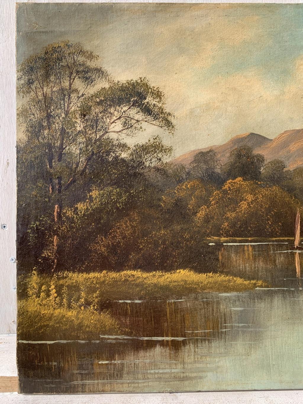 Peintre continental naturaliste - Peinture de paysage du 19e siècle - Vue sur la rivière  en vente 1